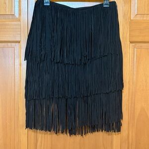 Lamarque Collection Black Suede Fringe Skirt Size 6